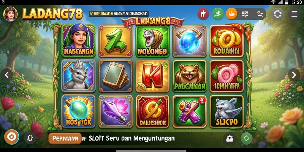 Tampilan menarik dari gameplay LADANG78 dengan gulungan slot.