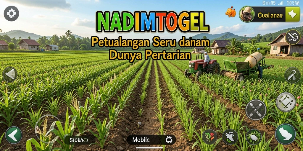 Tangkapan layar <strong>NADIMTOGEL</strong> menunjukkan kebun yang subur dan aktivitas bertani yang seru.